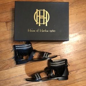 House of Harlow 1960 leather fringed sandals